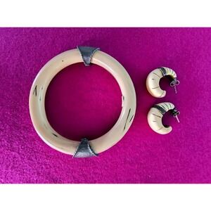 Vintage Diane von Furstenberg Resin Bangle Bracelet & Earrings Set | 1970s–1980s
